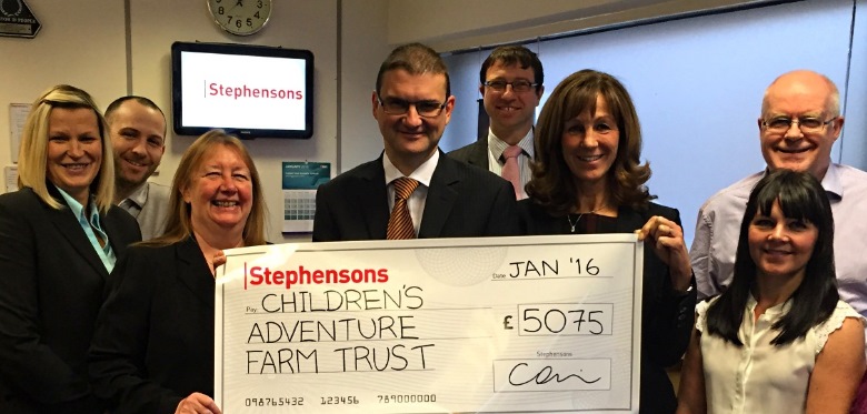 Stephensons celebrates year of fundraising with Childrens Adventure Farm Trust