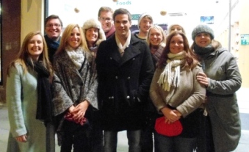 Gethin Jones and members of Manchester Glee
