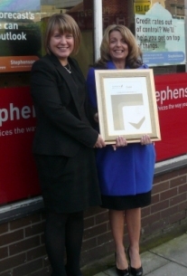 Stephensons’ Gill Tuck and Karen Smith with the Gold Keep Britain Today Business Award 2009.